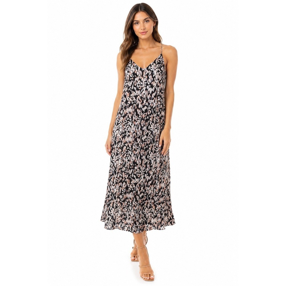 Nicole Miller New York Floral Sleeveless Halter Midi Dress Women's Medium M